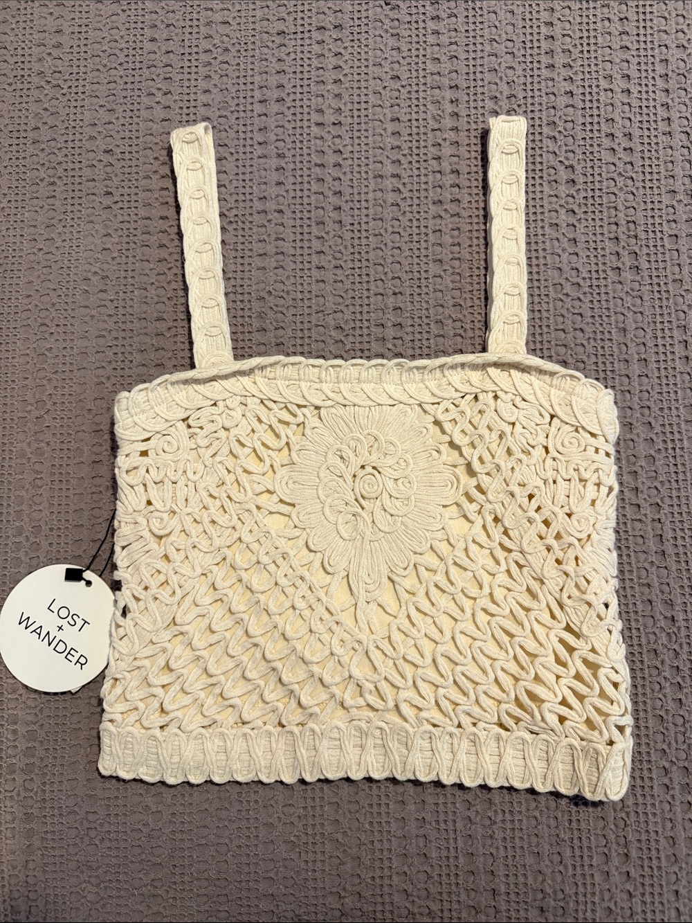 Lost + Wander Lucia Crochet Floral Crop Top - Cream - Picture 2 of 8